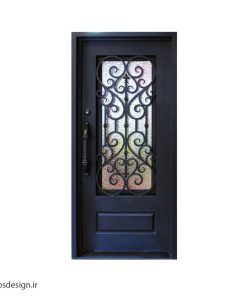 درب فرفورژه فلزی لوکس تک لنگه و شیشه خور کد 1106
