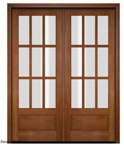 درب چوبی مخصوص اتاق مهمان دو لنگه شیشه خور کد 1222