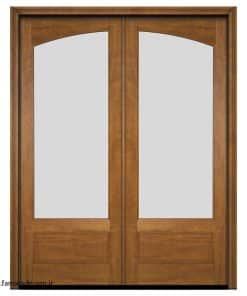 درب داخلی دو لنگه چوبی شیشه‌دار کد 1188